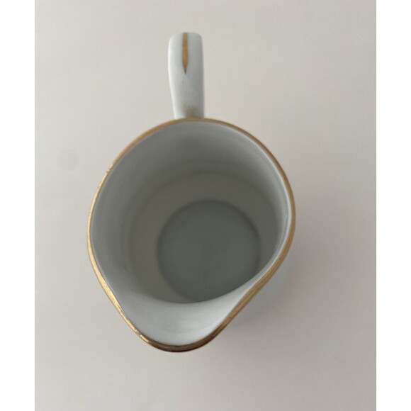 Vintage White Fine Porcelain Small 7 Ounces Creamer Gold Trimming and Flowers - Picture 5 of 10